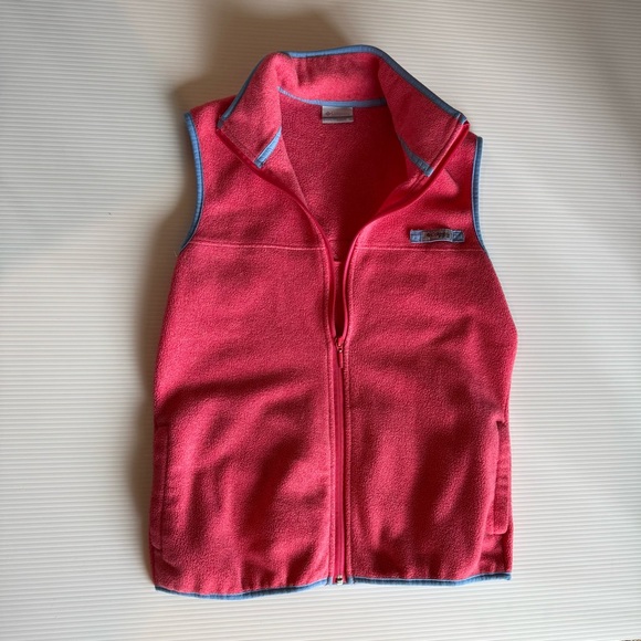 Columbia Sweaters - Columbia Pink Fleece Vest with Blue Trim Size Medium
